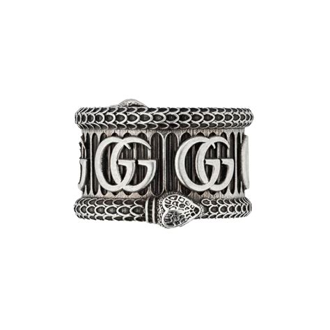 gucci ring with interlocking g motif in sterling silver